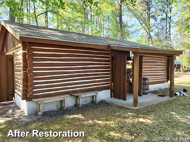 Log home restoration in New Bern, NC