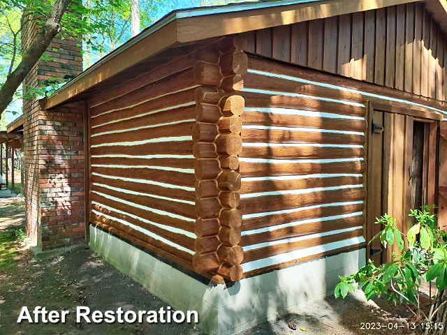 Log home restoration in New Bern, NC