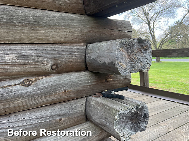 Log home restoration in Robins, NC