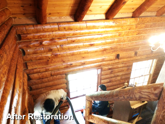 Log home restoration in Wake Forest NC