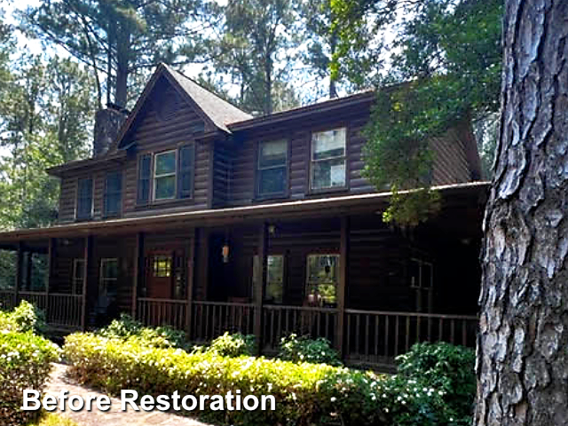 Log home restoration in Whispering Pines, NC